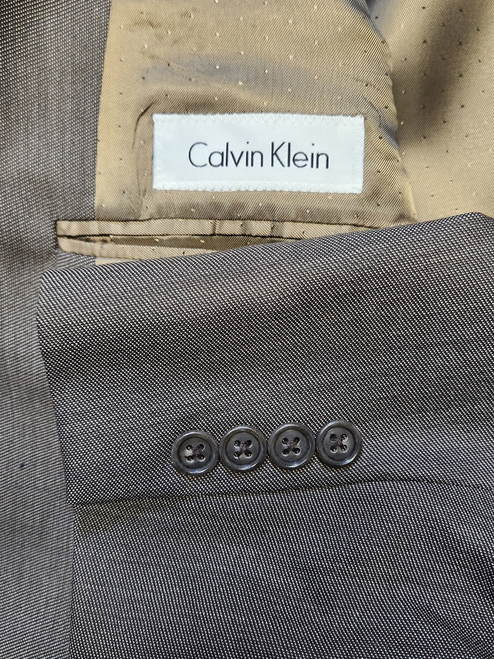 Calvin Klein Sport Coat Blazer Jacket Mens 42R Brown Crosshatch Wool 3 Button
